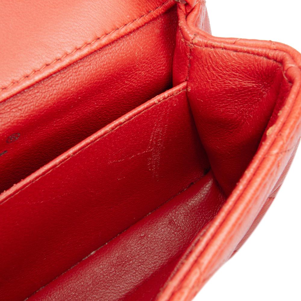 Chanel Red Extra Mini Rectangular Classic Lambskin Single Flap Italy