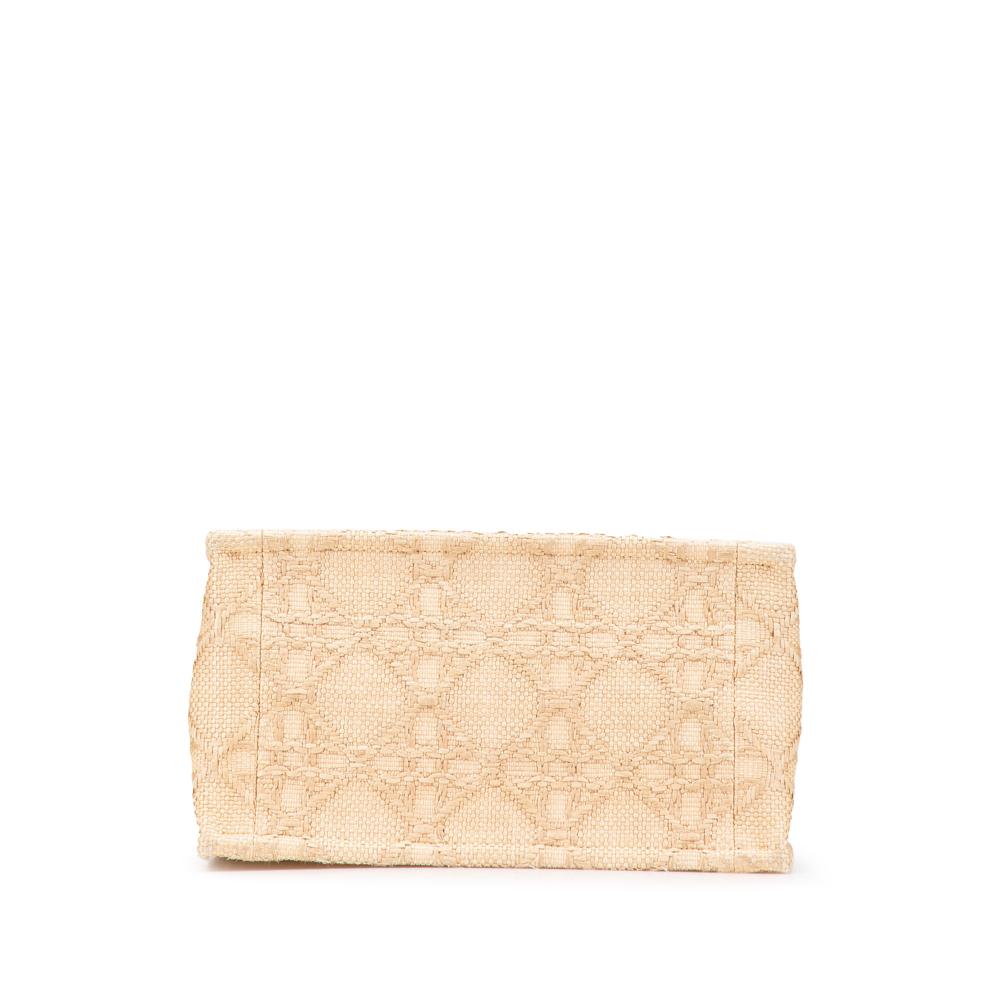 Christian Dior B Dior Brown Beige Raffia Natural Material Small Cannage Book Tote Italy
