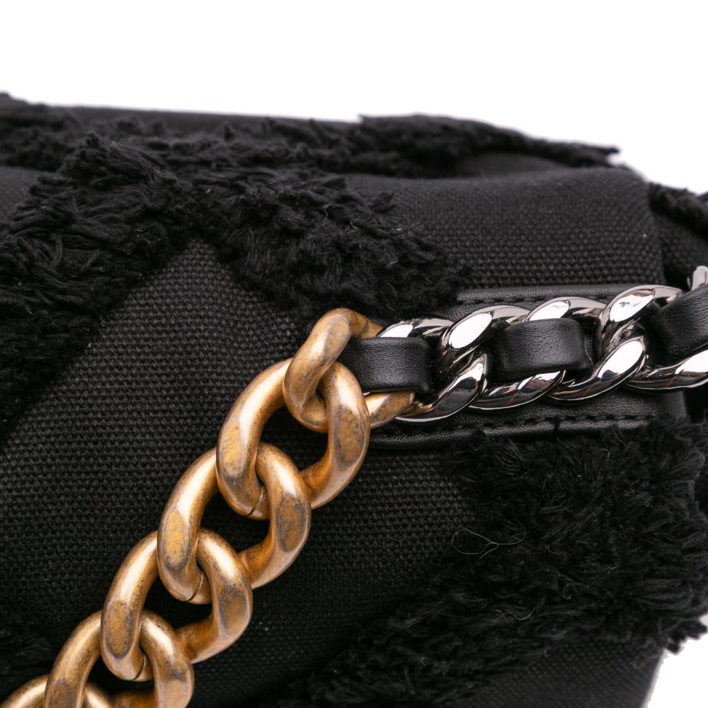 Chanel AB Chanel Black Canvas Fabric Medium and Cotton 19 Flap Italy