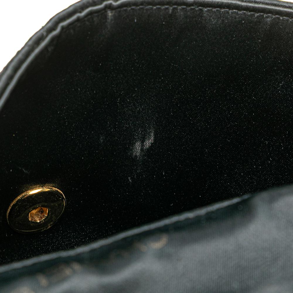 Chanel B Chanel Black Satin Fabric Mini Square Quilted Single Flap France