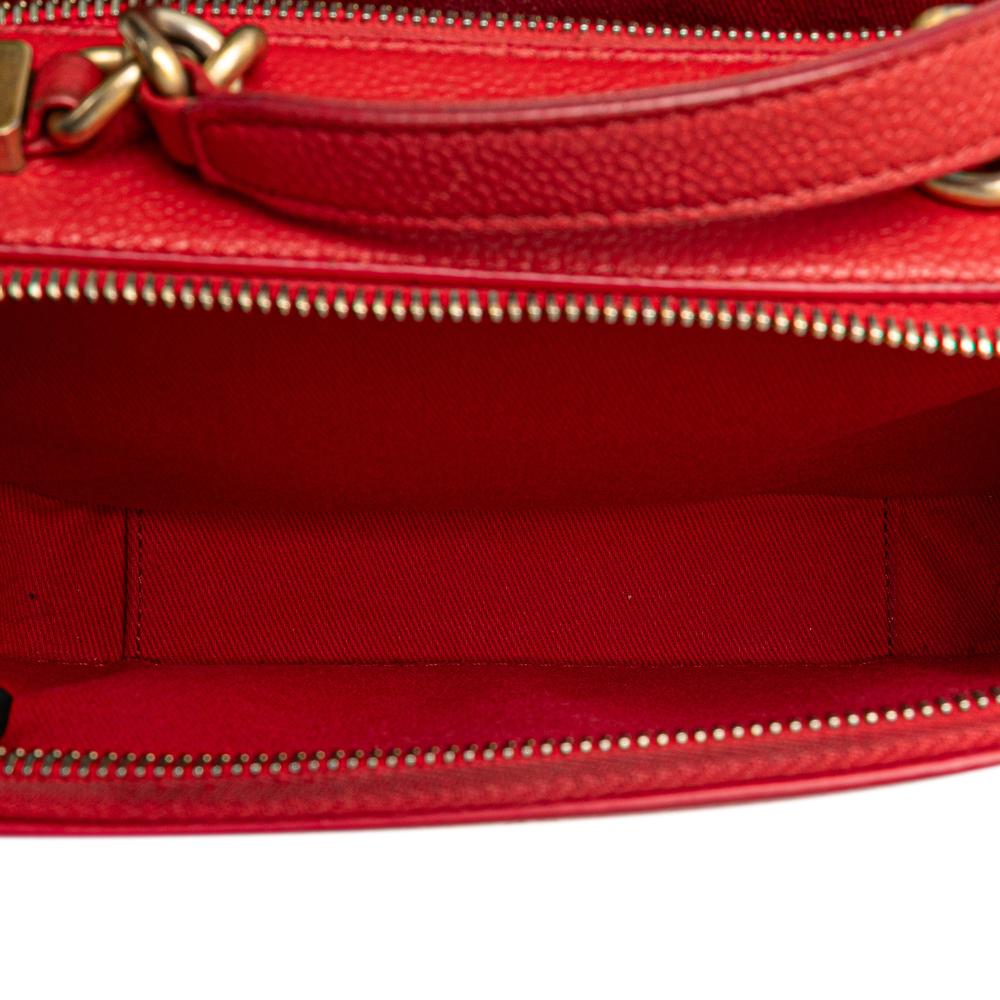 Chanel B Chanel Red Caviar Leather Leather Small Quilted Caviar Top Handle Camera Bag Italy