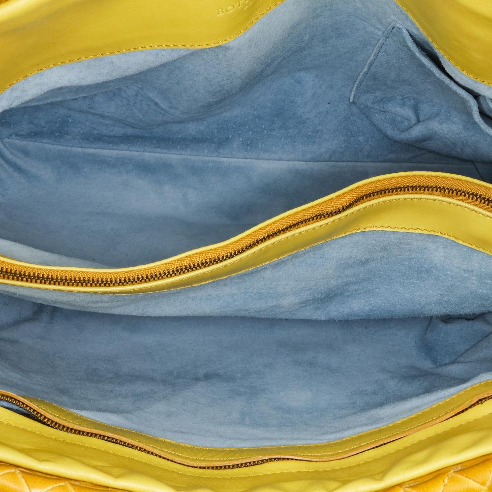 Bottega Veneta B Bottega Veneta Yellow with Gold Calf Leather Intrecciato Tote Italy