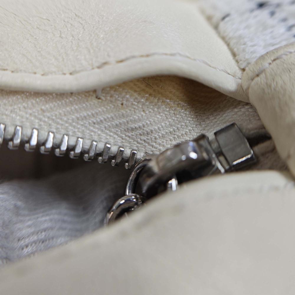 Chanel B Chanel White Ivory with Brown Light Beige Tweed Fabric and Resin Zipped Shopping Bag France