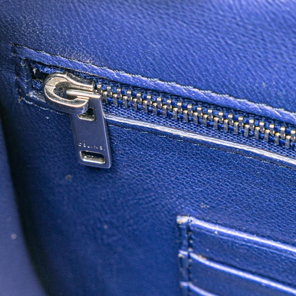 Celine B Celine Blue Goatskin Leather Small Trotteur Crossbody Italy