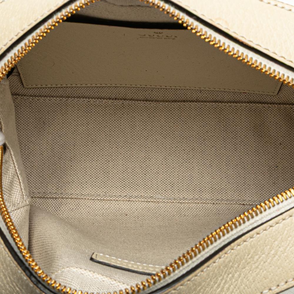 Gucci Brown Small GG Supreme Textured Calfskin Web Ophidia Camera Bag Italy