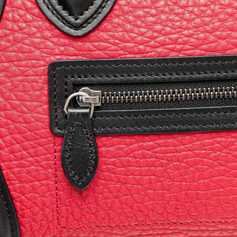 Celine B Celine Red with Multi Calf Leather Nano Tricolor Nubuck and skin Luggage Tote Italy