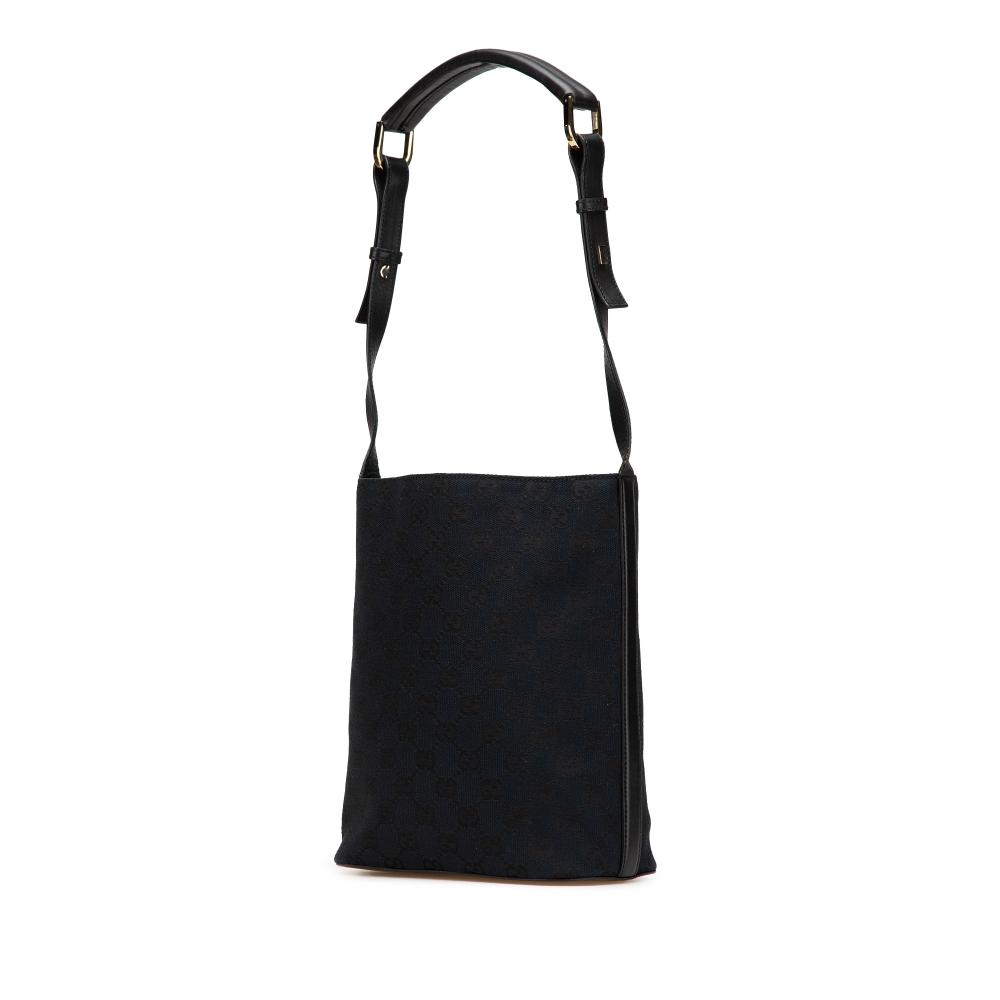 Gucci B Gucci Blue Navy Canvas Fabric GG Shoulder Bag Italy