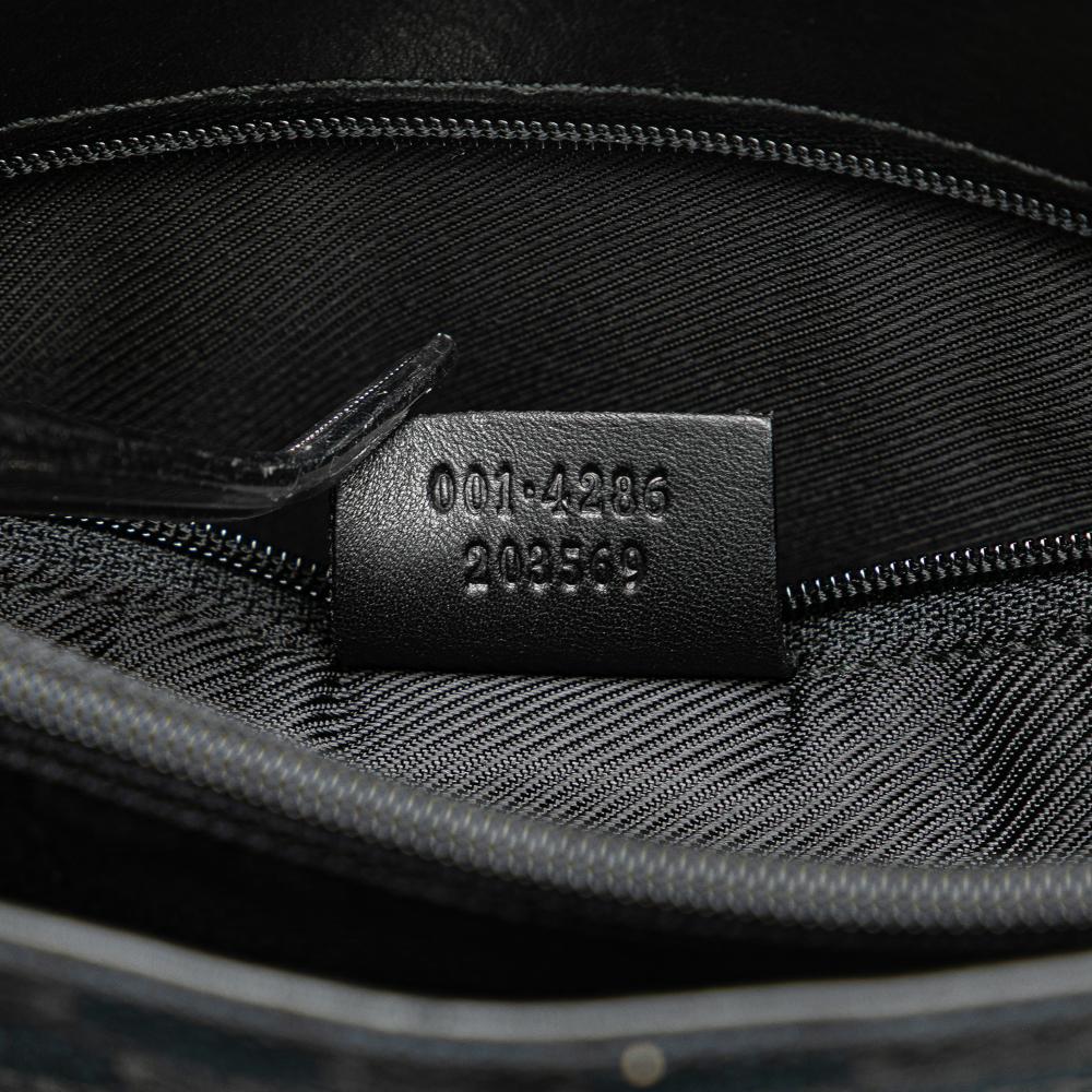 Gucci B Gucci Blue Navy Canvas Fabric GG Shoulder Bag Italy