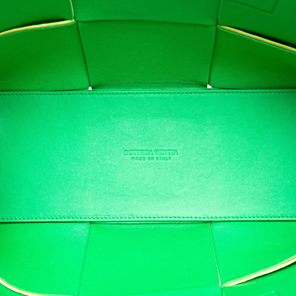 Bottega Veneta Yellow Neon Yellow Nappa Leather Leather Small Nappa Maxi Intrecciato Arco Tote Italy