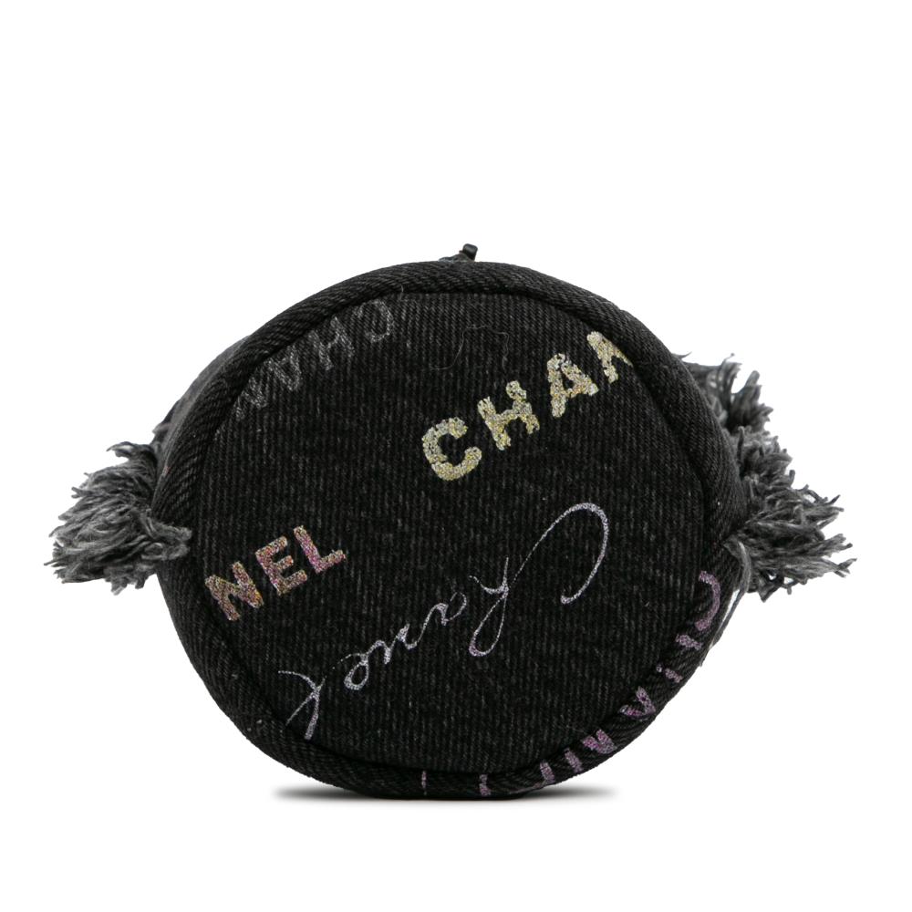Chanel AB Chanel Gray Charcoal Denim Fabric Mini Mood Bucket with Chain France