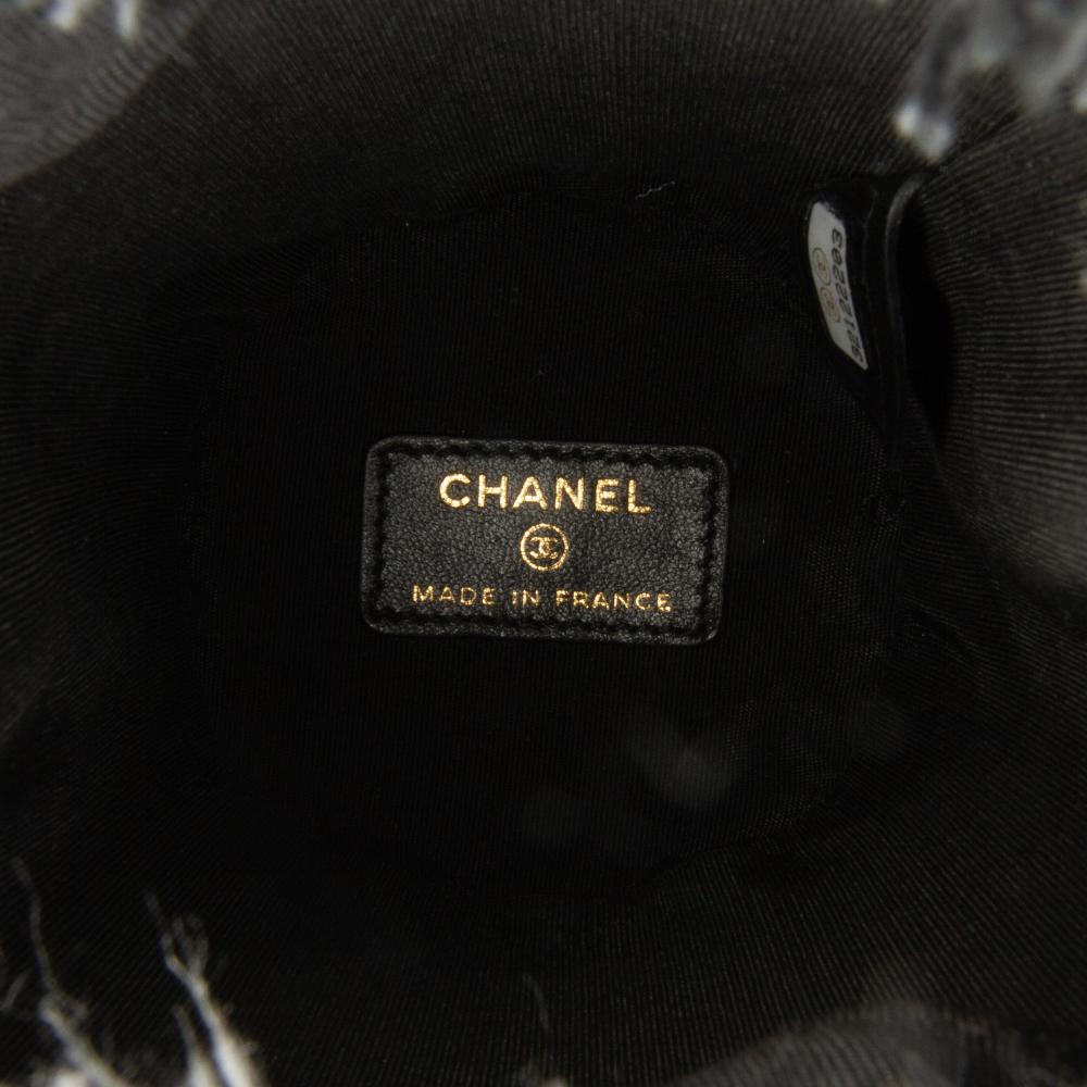 Chanel AB Chanel Gray Charcoal Denim Fabric Mini Mood Bucket with Chain France