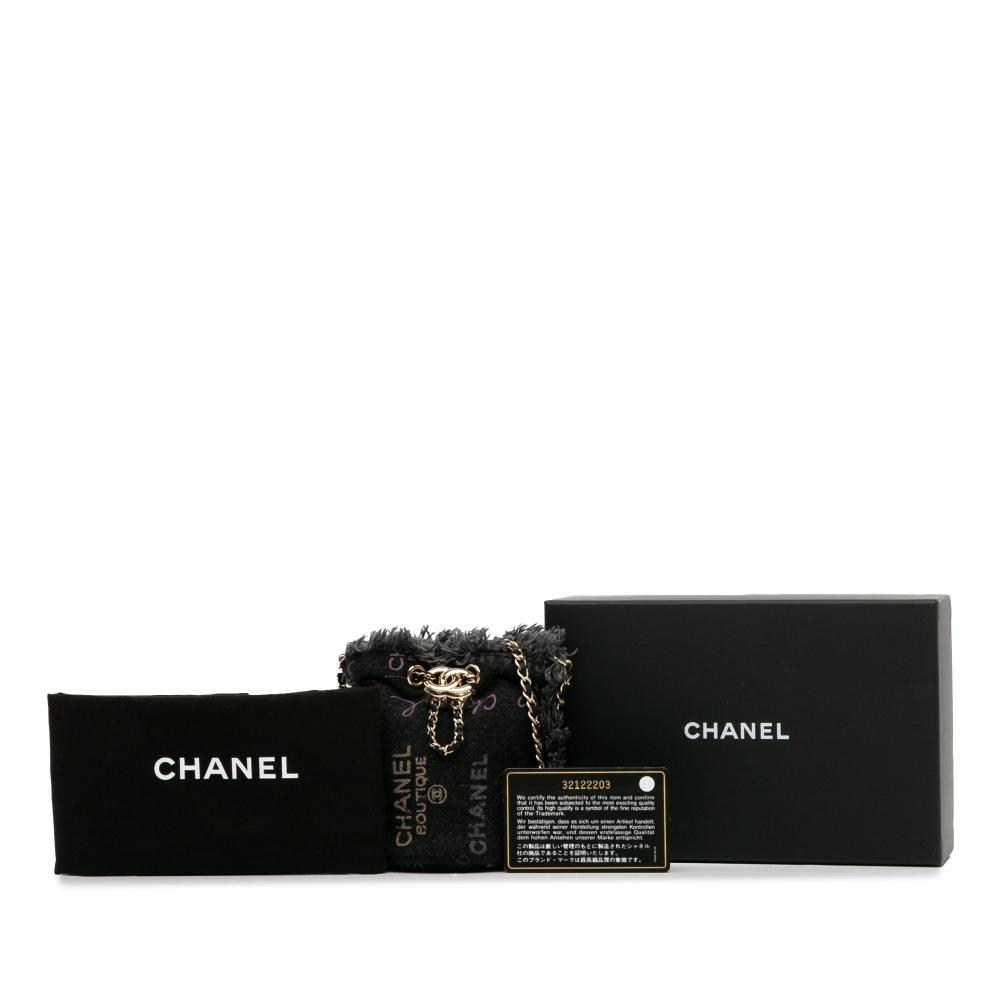 Chanel AB Chanel Gray Charcoal Denim Fabric Mini Mood Bucket with Chain France