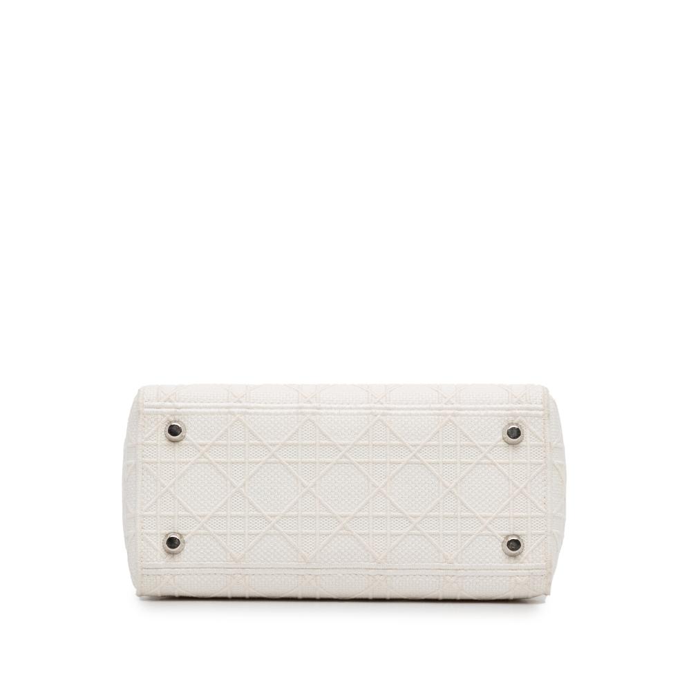 Christian Dior B Dior White Canvas Fabric Medium Cannage Lady D Lite Italy