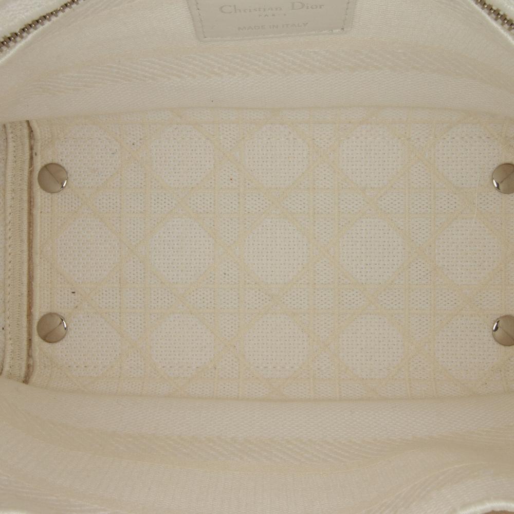 Christian Dior B Dior White Canvas Fabric Medium Cannage Lady D Lite Italy