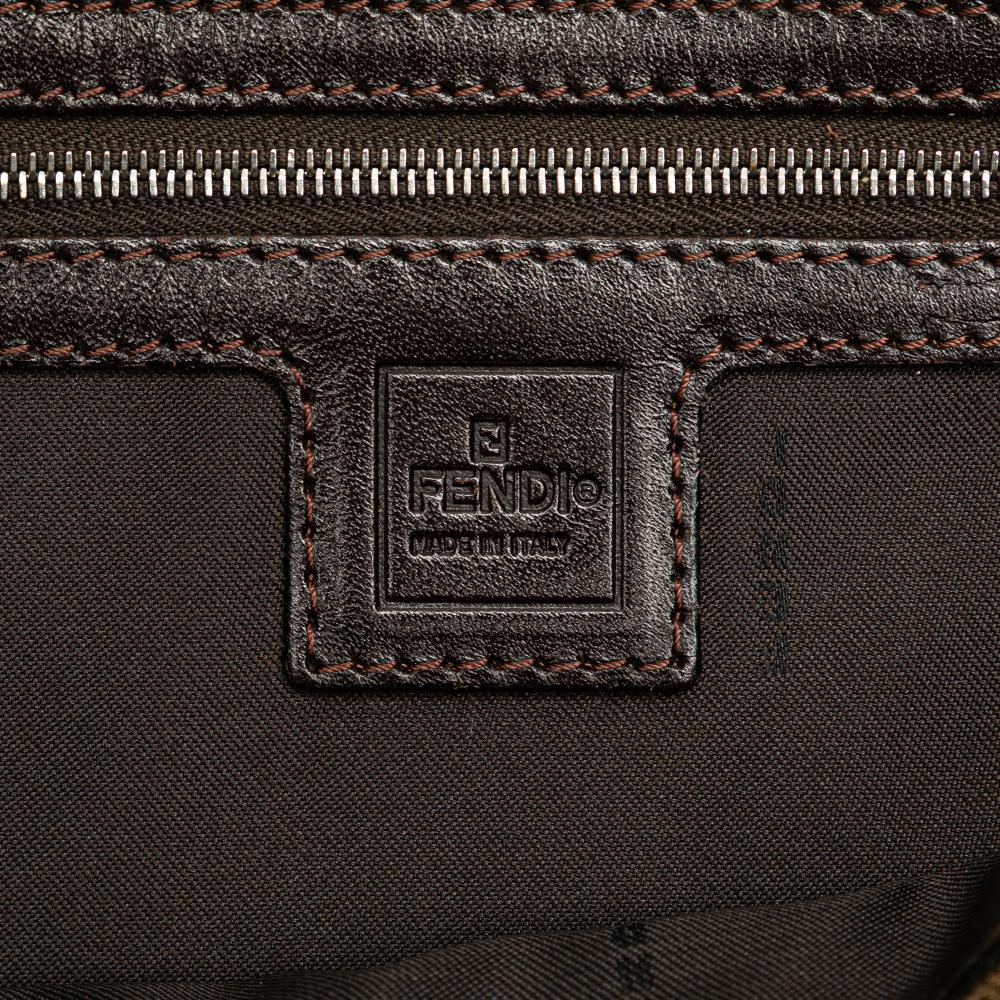 Fendi B Fendi Brown Canvas Fabric Small Zucca Twins Tote Italy