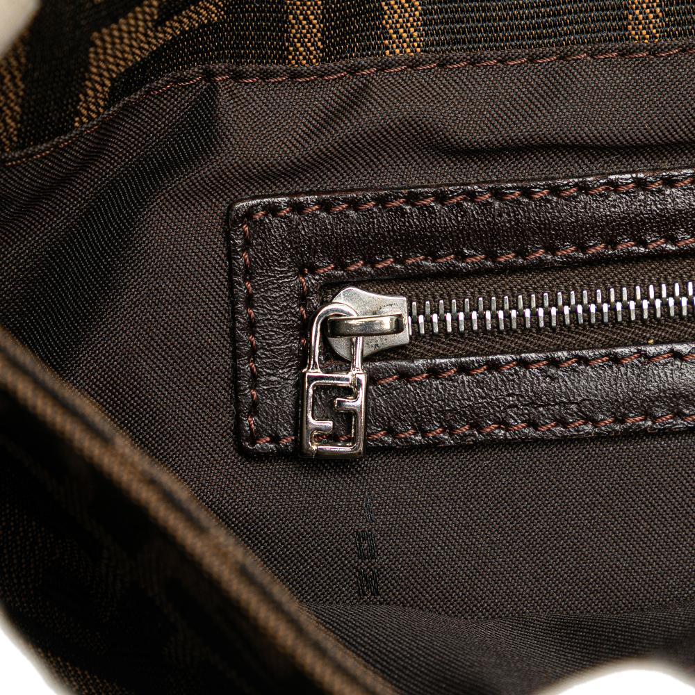 Fendi B Fendi Brown Canvas Fabric Small Zucca Twins Tote Italy