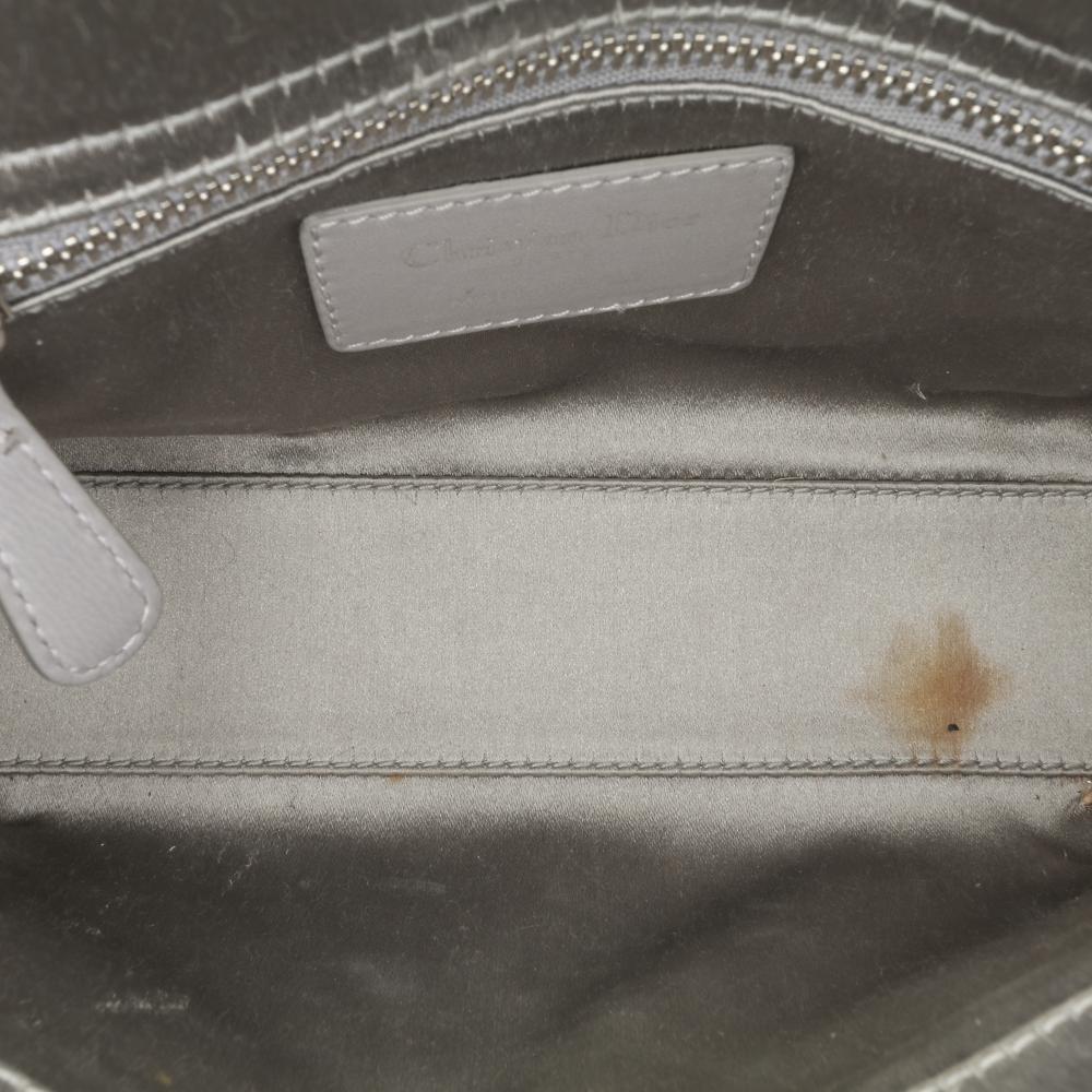 Christian Dior B Dior Gray Satin Fabric Mini Cannage Strass Crystal Embellished Lady Dior Italy