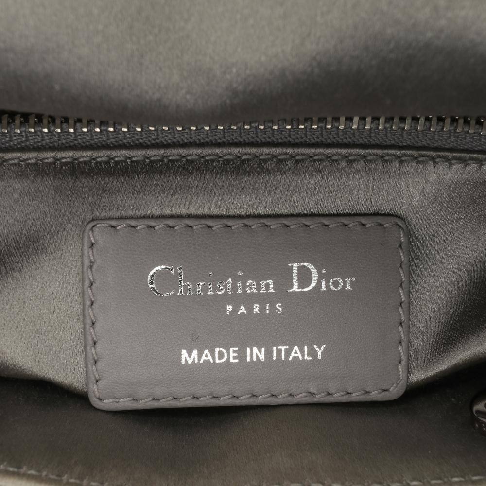 Christian Dior B Dior Gray Satin Fabric Mini Cannage Strass Crystal Embellished Lady Dior Italy