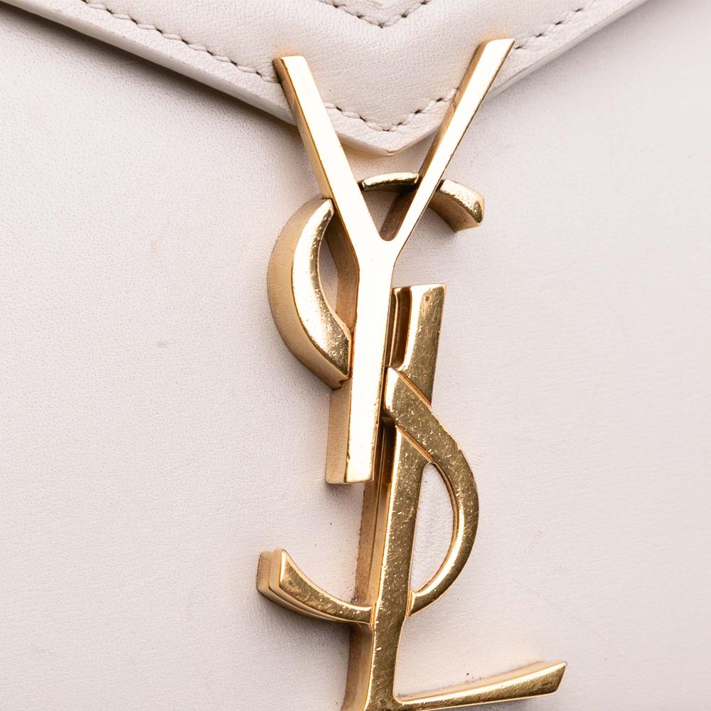 Saint Laurent B Saint Laurent White Calf Leather skin Monogram Cassandra Clasp Bag Italy