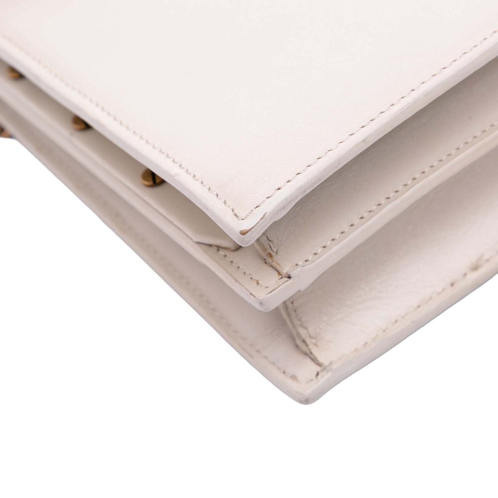 Saint Laurent B Saint Laurent White Calf Leather skin Monogram Cassandra Clasp Bag Italy