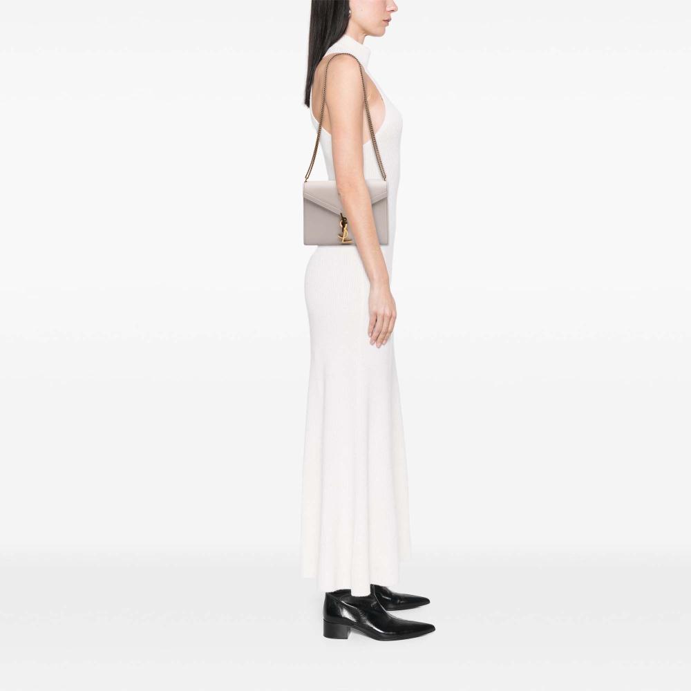 Saint Laurent B Saint Laurent White Calf Leather skin Monogram Cassandra Clasp Bag Italy