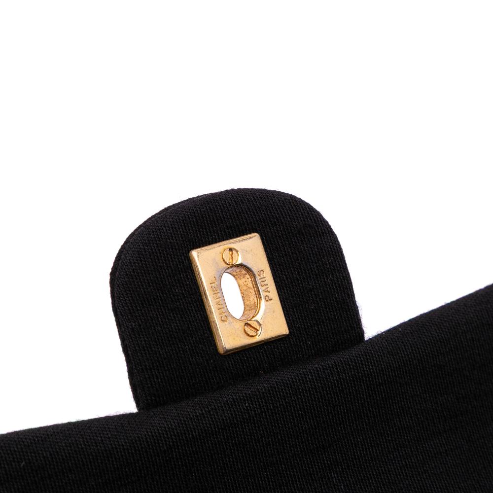 Chanel B Chanel Black Cotton Fabric Small Classic Jersey Double Flap France