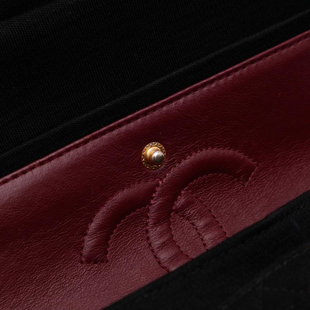 Chanel B Chanel Black Cotton Fabric Small Classic Jersey Double Flap France