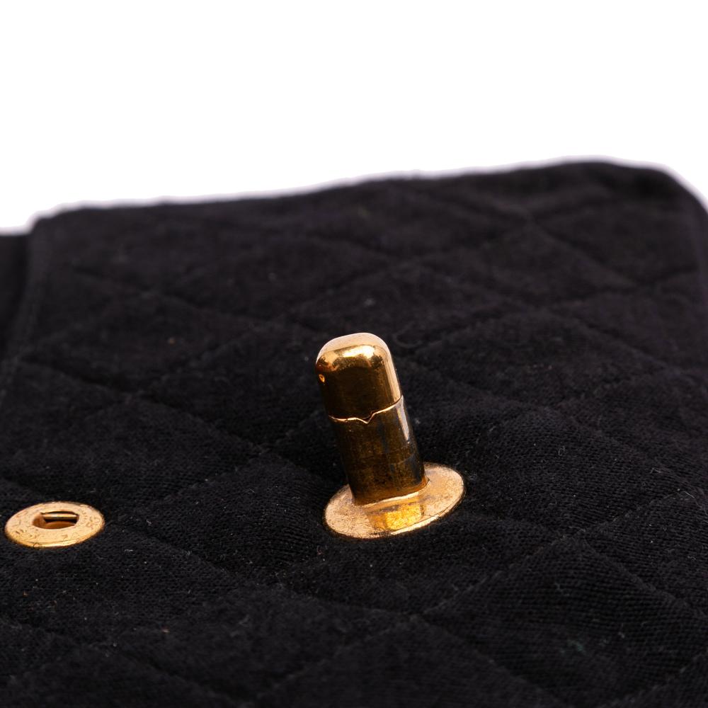 Chanel B Chanel Black Cotton Fabric Small Classic Jersey Double Flap France