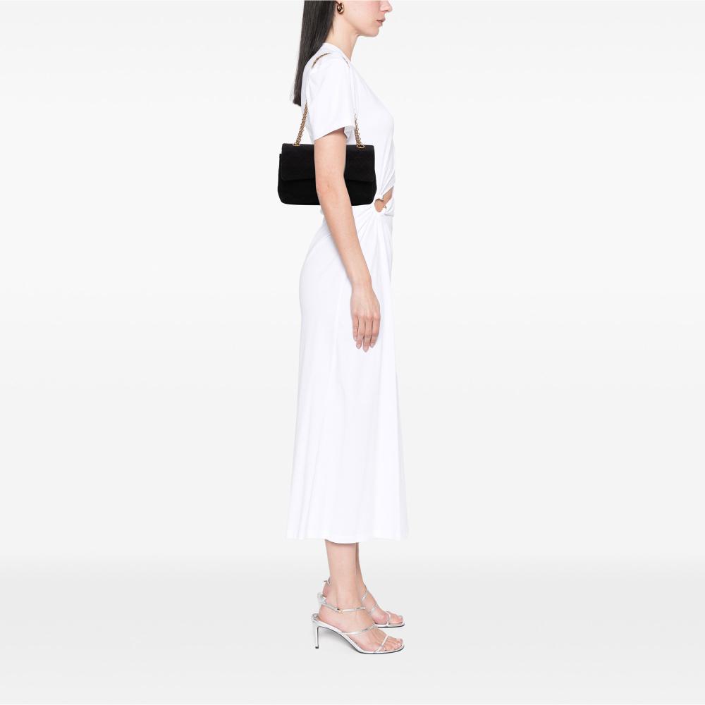 Chanel B Chanel Black Cotton Fabric Small Classic Jersey Double Flap France