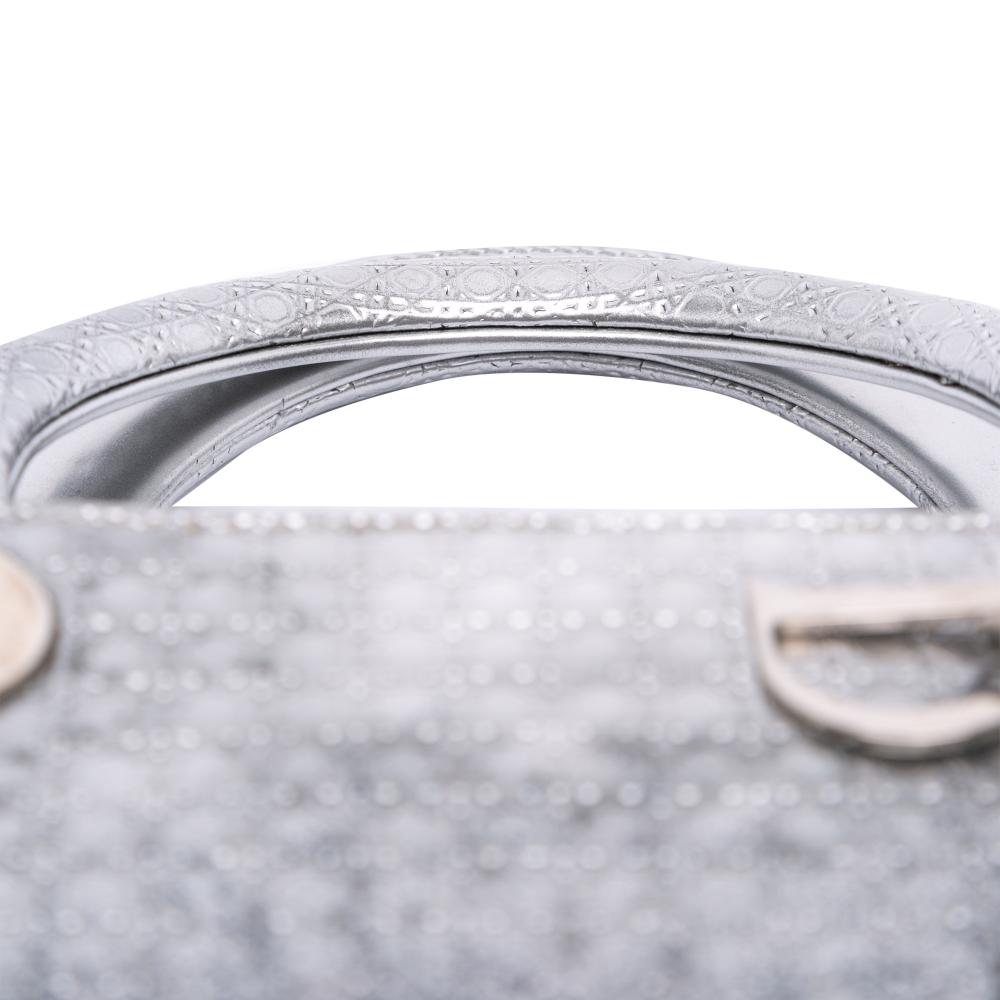 Christian Dior B Dior Silver Patent Leather Leather Medium Ombre Metallic Patent Microcannage Lady Dior Italy