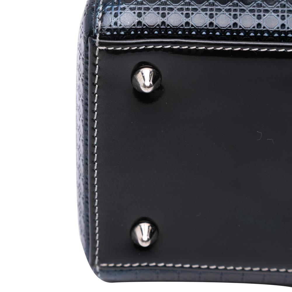 Christian Dior B Dior Silver Patent Leather Leather Medium Ombre Metallic Patent Microcannage Lady Dior Italy