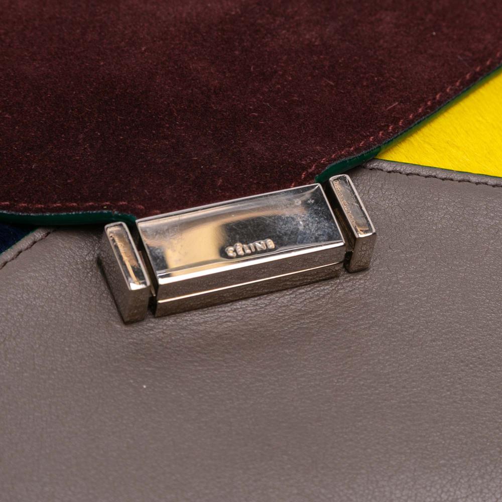 Celine AB Celine Red Bordeaux with Multi Calf Leather Suede skin and Pony Hair Diamond Clutch Italy