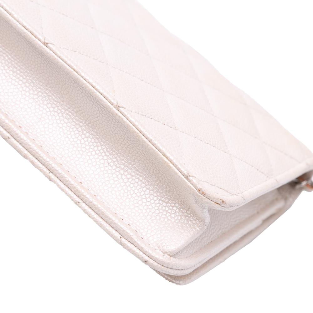 Chanel B Chanel White Ivory Caviar Leather Leather Quilted Caviar Golden Class Wallet On Chain Italy