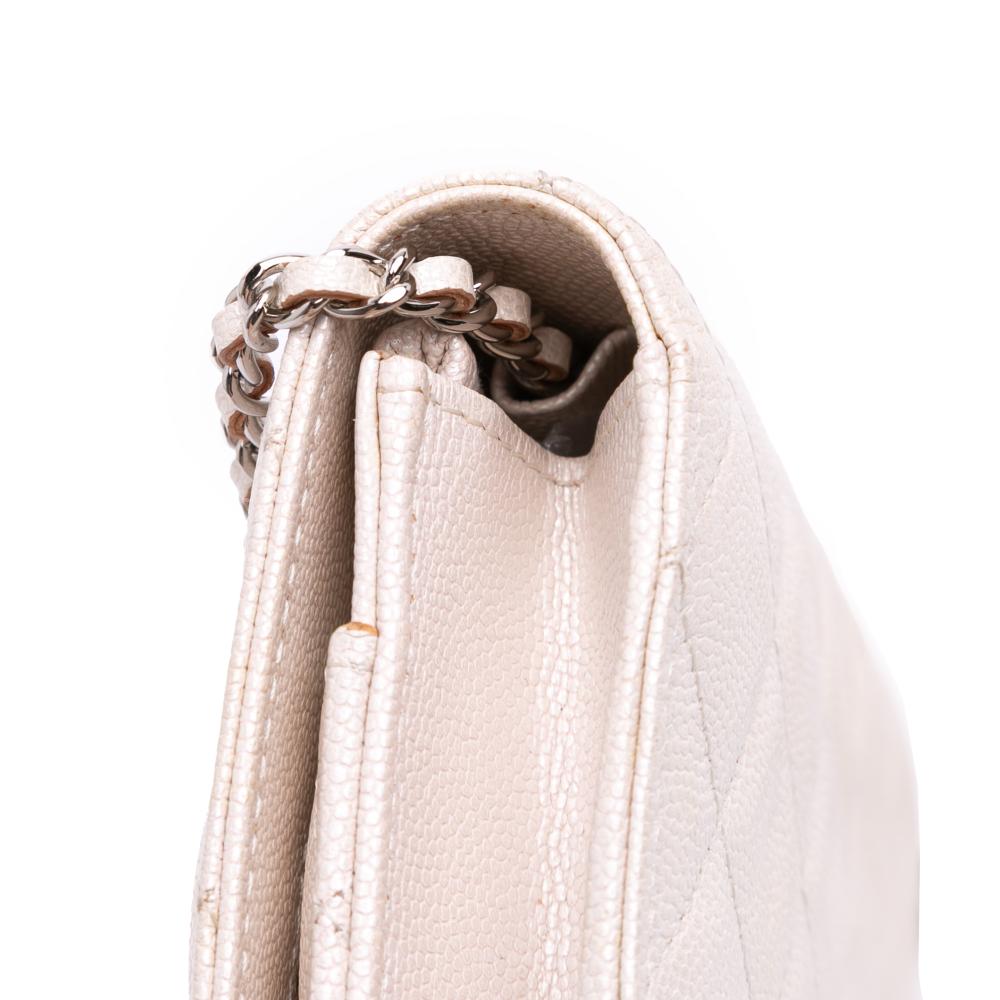Chanel B Chanel White Ivory Caviar Leather Leather Quilted Caviar Golden Class Wallet On Chain Italy