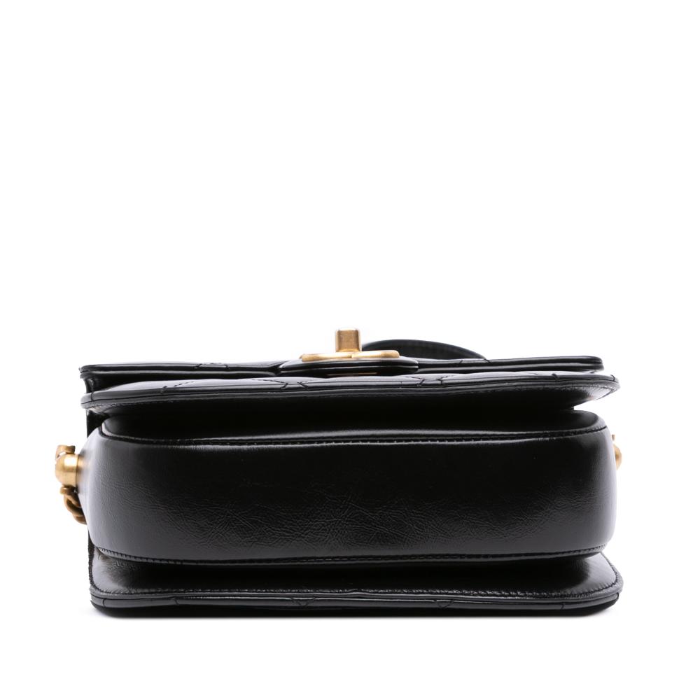 Chanel AB Chanel Black Calf Leather CC Quilted skin Round Moon Messenger Flap Italy