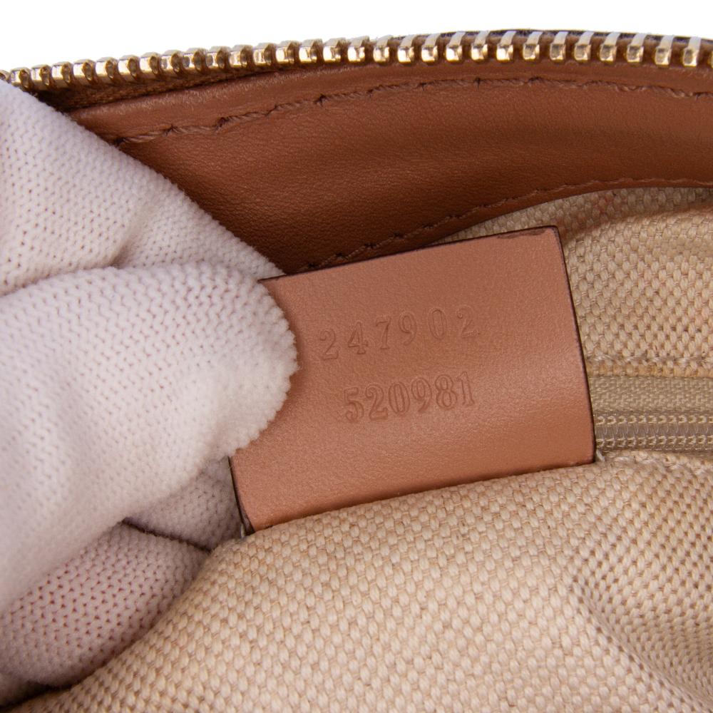 Gucci B Gucci Brown Beige Canvas Fabric Diamante Sukey Satchel Italy