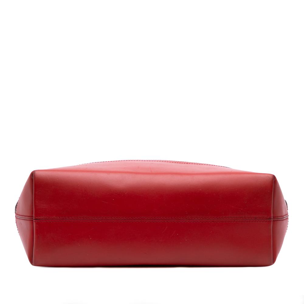 Fendi B Fendi Brown with Red Canvas Fabric Medium Pequin Roll Tote Italy