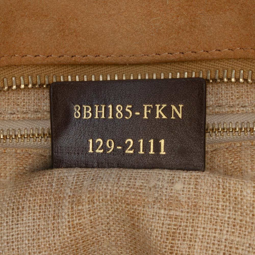 Fendi B Fendi Brown with Red Canvas Fabric Medium Pequin Roll Tote Italy