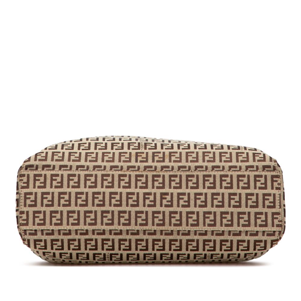 Fendi B Fendi Brown Beige Canvas Fabric Zucchino Tote Italy