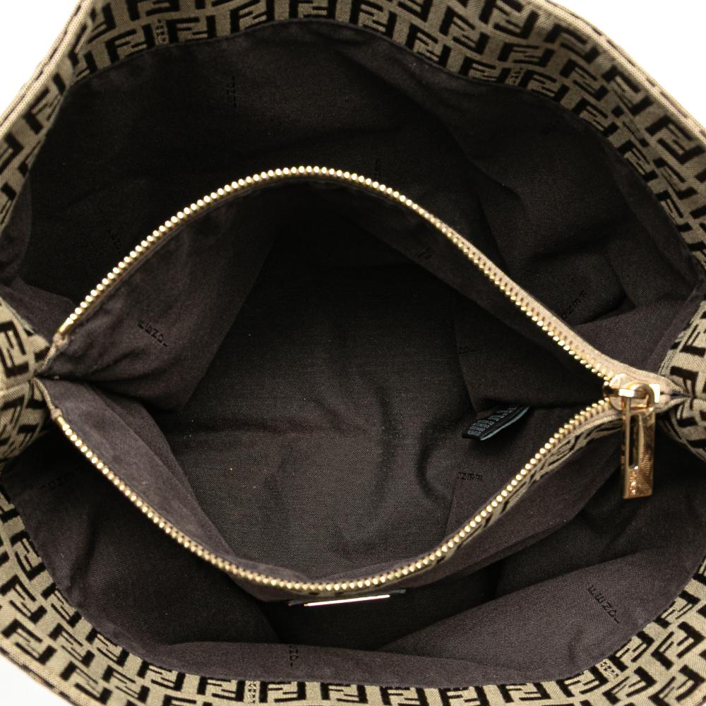 Fendi B Fendi Brown Beige Canvas Fabric Zucchino Tote Italy