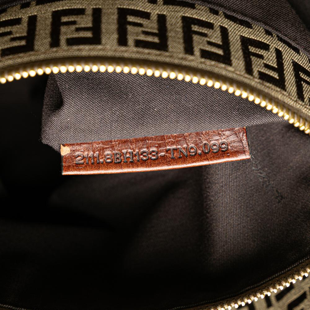 Fendi B Fendi Brown Beige Canvas Fabric Zucchino Tote Italy