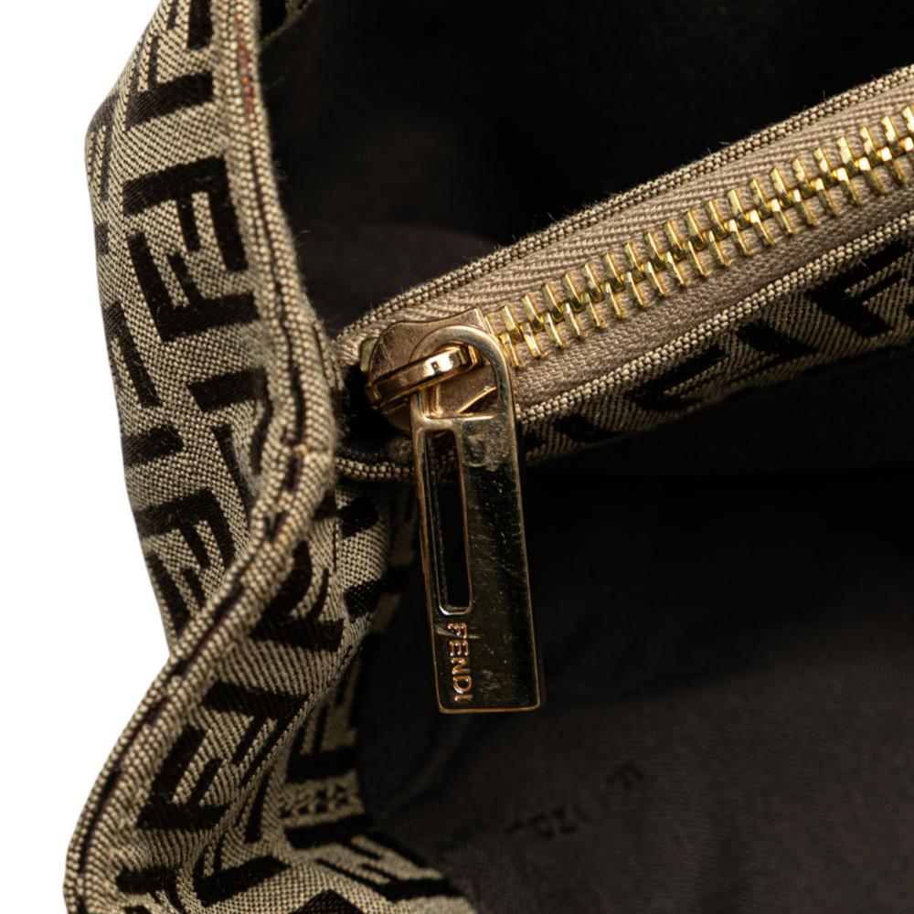 Fendi B Fendi Brown Beige Canvas Fabric Zucchino Tote Italy