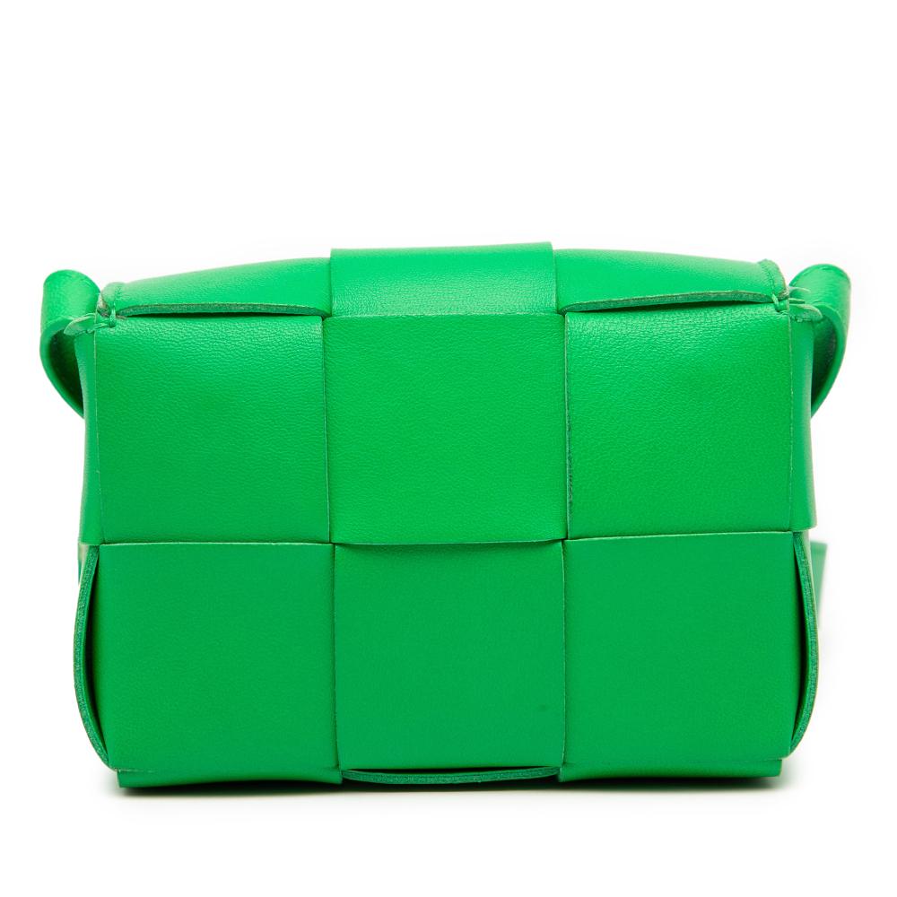 Bottega Veneta AB Bottega Veneta Green Lime Nappa Leather Leather Candy Nappa Intrecciato Cassette Crossbody Italy