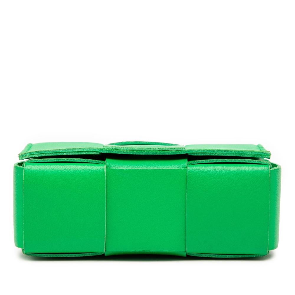 Bottega Veneta AB Bottega Veneta Green Lime Nappa Leather Leather Candy Nappa Intrecciato Cassette Crossbody Italy