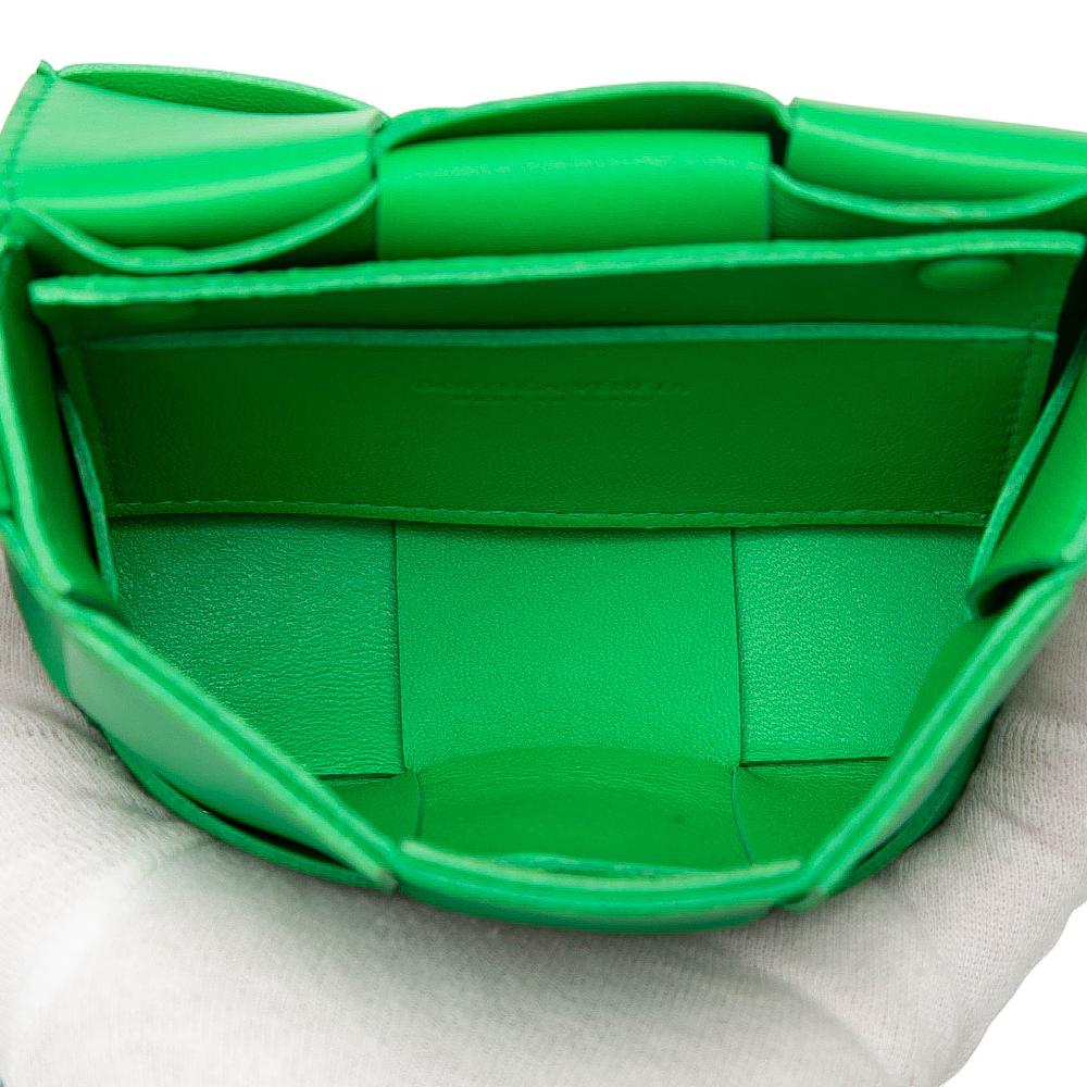 Bottega Veneta AB Bottega Veneta Green Lime Nappa Leather Leather Candy Nappa Intrecciato Cassette Crossbody Italy