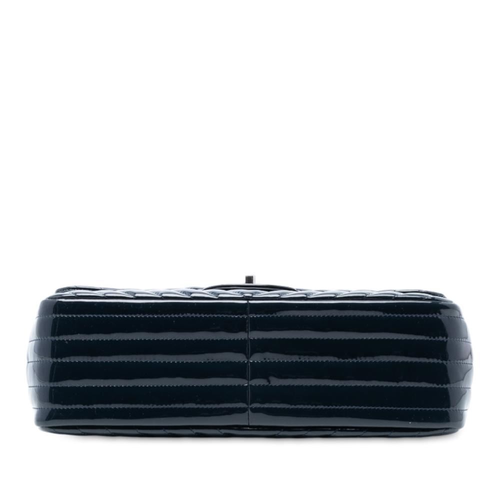Chanel AB Chanel Blue Navy Patent Leather Leather Jumbo Classic Chevron Patent Double Flap Italy