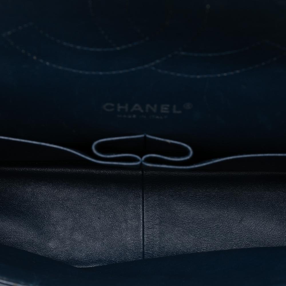 Chanel AB Chanel Blue Navy Patent Leather Leather Jumbo Classic Chevron Patent Double Flap Italy