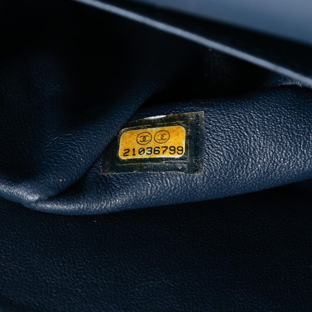 Chanel AB Chanel Blue Navy Patent Leather Leather Jumbo Classic Chevron Patent Double Flap Italy