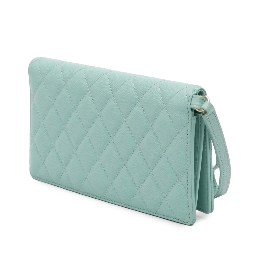 Chanel AB Chanel Blue Turquoise Caviar Leather Leather CC Quilted Caviar Bifold Long Wallet Italy