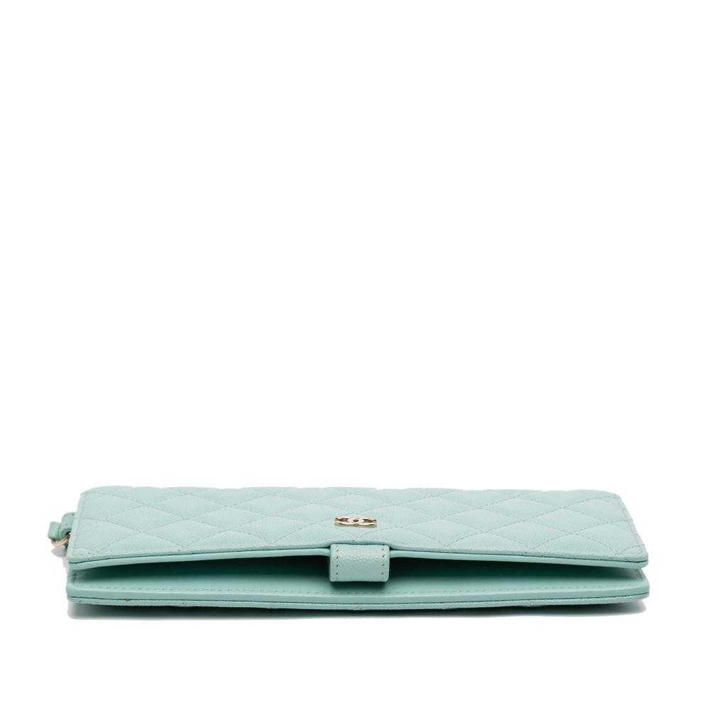 Chanel AB Chanel Blue Turquoise Caviar Leather Leather CC Quilted Caviar Bifold Long Wallet Italy